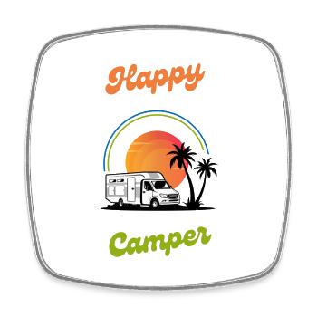 Happy Camper Farbig - Viereckiger Kühlschrankmagnet - Weiß - Vorne