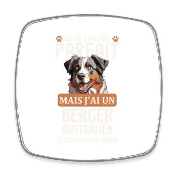 Berger australien chien doux - Magnet carré - blanc - Devant