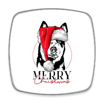 Père Noël Bouvier australien Joyeux Noël Chiens - Magnet carré - blanc - Devant