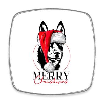 Père Noël Kelpie australien Joyeux Noël Wilsigns - Magnet carré - blanc - Devant