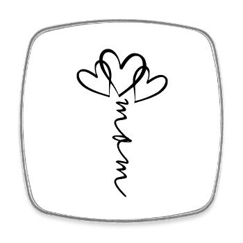 Mom Schrift Herzblume - Viereckiger Kühlschrankmagnet - Weiß - Vorne