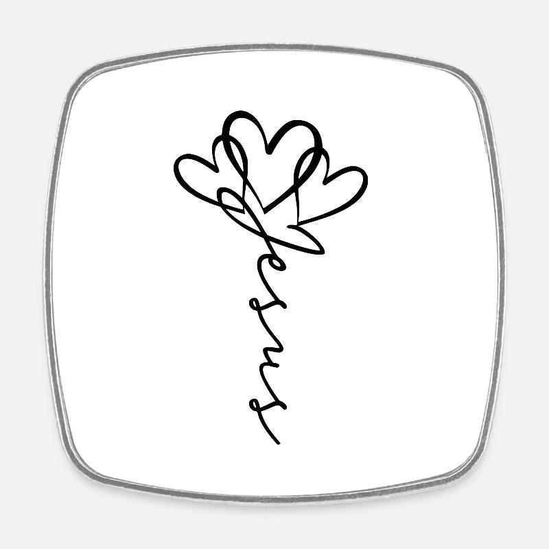 Jesus Scripture Heart Flower - Square fridge magnet - white