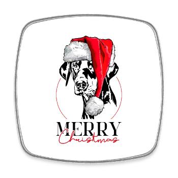 Santa Dobermann Merry Christmas Hunde Wilsigns - Viereckiger Kühlschrankmagnet - Weiß - Vorne