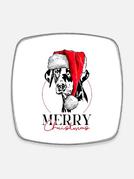 Père Noël Doberman Joyeux Noël Chiens Wilsigns - Magnet carré - blanc