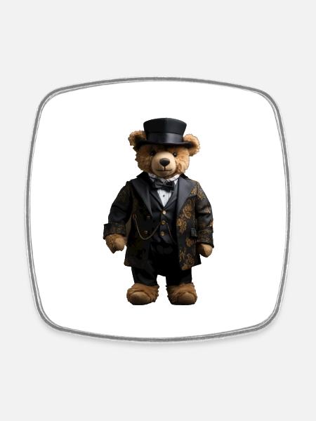 Clothes make the man, even with bears - Square fridge magnet - white