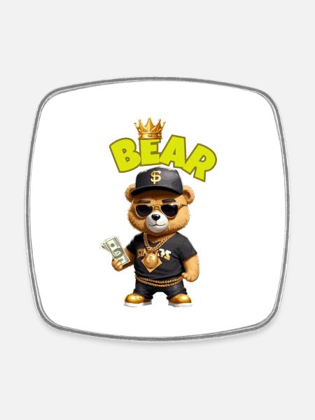 Teddy bear with money - Square fridge magnet - white