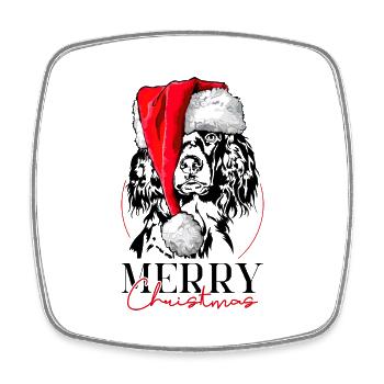 Santa Kleiner Münsterländer Merry Christmas Hunde - Viereckiger Kühlschrankmagnet - Weiß - Vorne