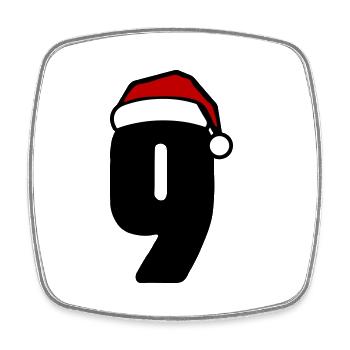 9 Zahl Weihnachten - Viereckiger Kühlschrankmagnet - Weiß - Vorne