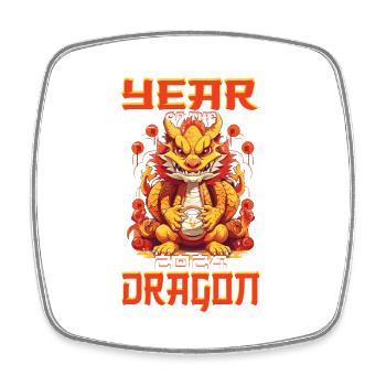 Année Du Dragon Bonne Année 2024 Matching - Magnet carré - blanc - Devant