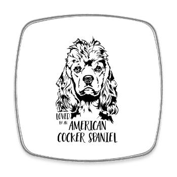 Adoré par un chien cocker américain Wilsigns - Magnet carré - blanc - Devant
