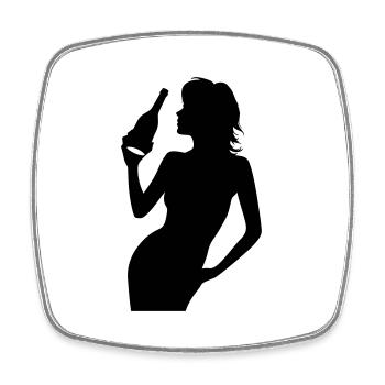 Party Woman Silhouette Célébrer Bouteille - Magnet carré - blanc - Devant