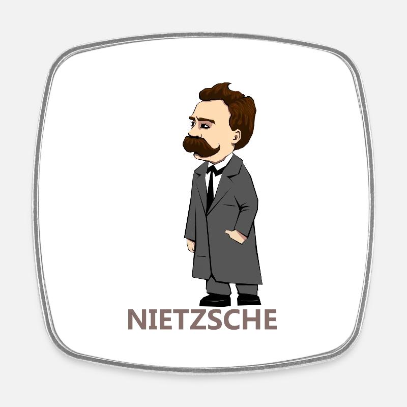 Nietzsche - Viereckiger Kühlschrankmagnet - Weiß