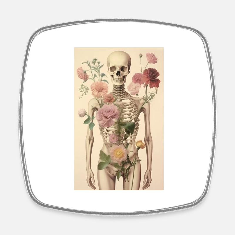 Lovely bones skeleton - Square fridge magnet - white