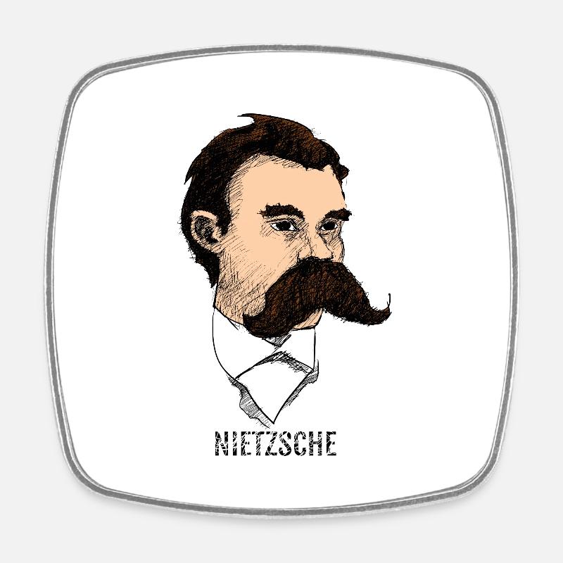 Nietzsche - Viereckiger Kühlschrankmagnet - Weiß