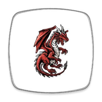 Dragon vintage rampant - Magnet carré - blanc - Devant