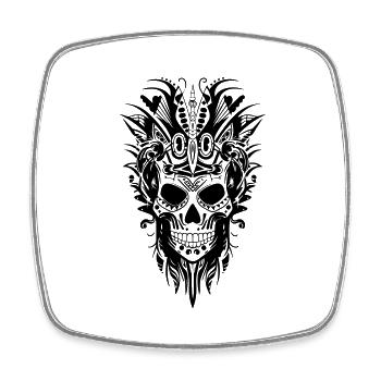Skeleton Tattoo Head - Square fridge magnet - white - Front