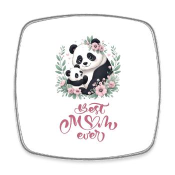 Best Mom Ever Panda Lover Floral Wreath I Mom - Viereckiger Kühlschrankmagnet - Weiß - Vorne