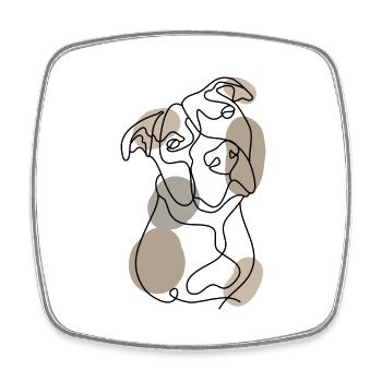 PITBULL MINIMALISTE À UNE LIGNE - Magnet carré - blanc - Devant