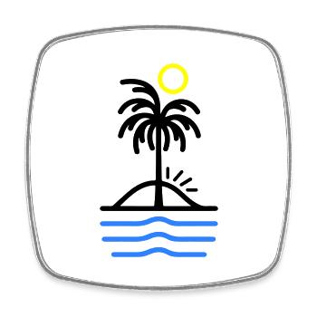 Palmen Insel - Viereckiger Kühlschrankmagnet - Weiß - Vorne