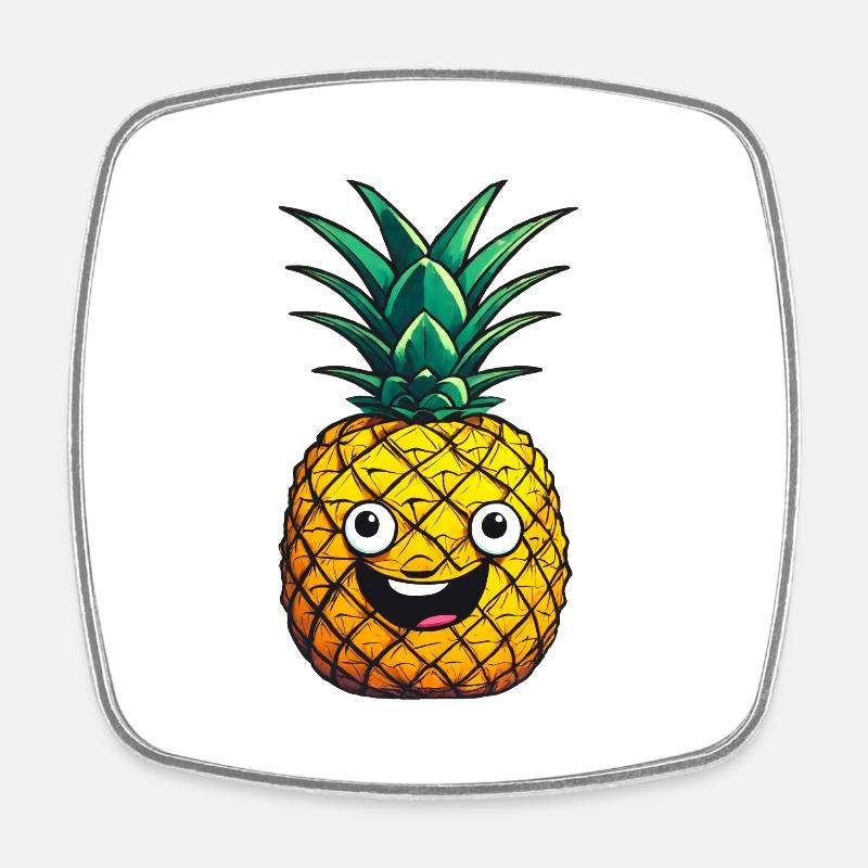 Pineapple Happy Pineapple - Square fridge magnet - white