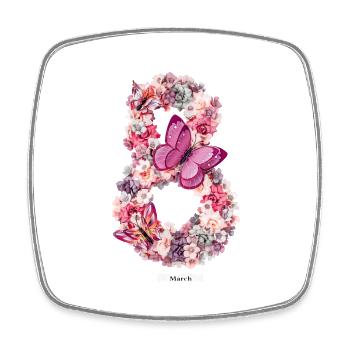 Women's Power March 8 GirlPower Female Feminism - Square fridge magnet - white - Front