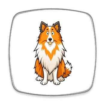 Alert Shetland Schäferhund Digitale Kunst - Viereckiger Kühlschrankmagnet - Weiß - Vorne
