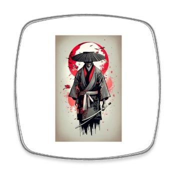 Mittelalterliches japanisches Poster - Viereckiger Kühlschrankmagnet - Weiß - Vorne