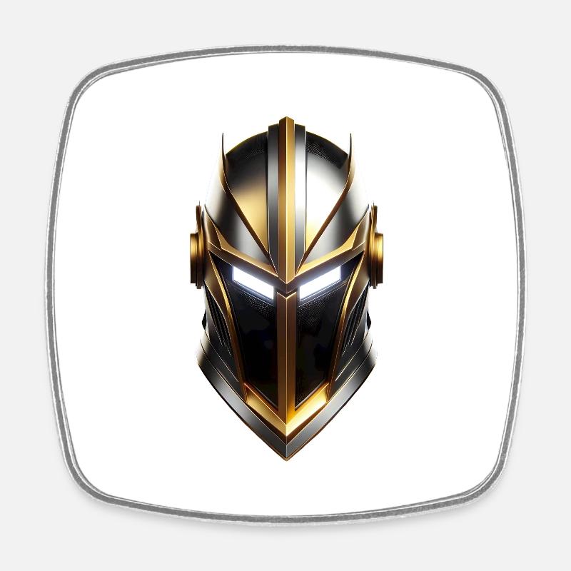 Gold Knight's Helmet - Square fridge magnet - white