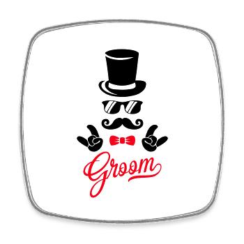 groom - Viereckiger Kühlschrankmagnet - Weiß - Vorne