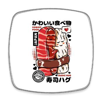 Japon sushi hug cute - Magnet carré - blanc - Devant