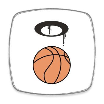 Ballon de basket 5 0 Plan de travail 1 - Magnet carré - blanc - Devant