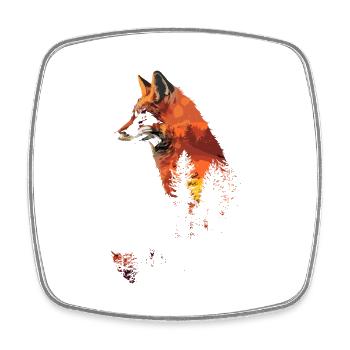 Tête de renard Forêt Animal Nature Arbres bébé renard - Magnet carré - blanc - Devant