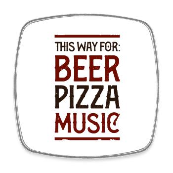 BPM = BEER PIZZA MUSIC - Square fridge magnet - white - Front