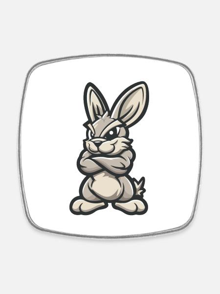Hase Rabbit Comic - Viereckiger Kühlschrankmagnet - Weiß