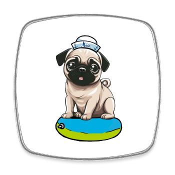 Mops Hund Hunde Seemann Matrose Moin Kinder Kind - Viereckiger Kühlschrankmagnet - Weiß - Vorne
