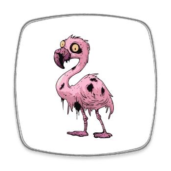 Flamingo Halloween Lustig Zombie - Viereckiger Kühlschrankmagnet - Weiß - Vorne