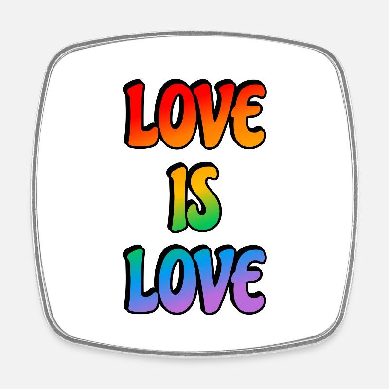 Rainbow Love is Love - Square fridge magnet - white