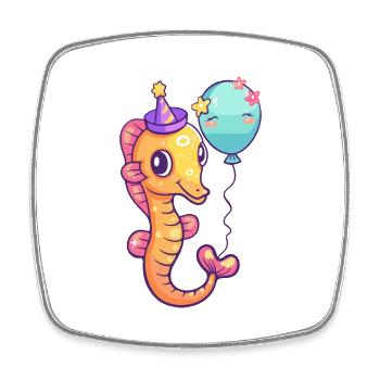Bande dessinée d’anniversaire hippocampe - Magnet carré - blanc - Devant