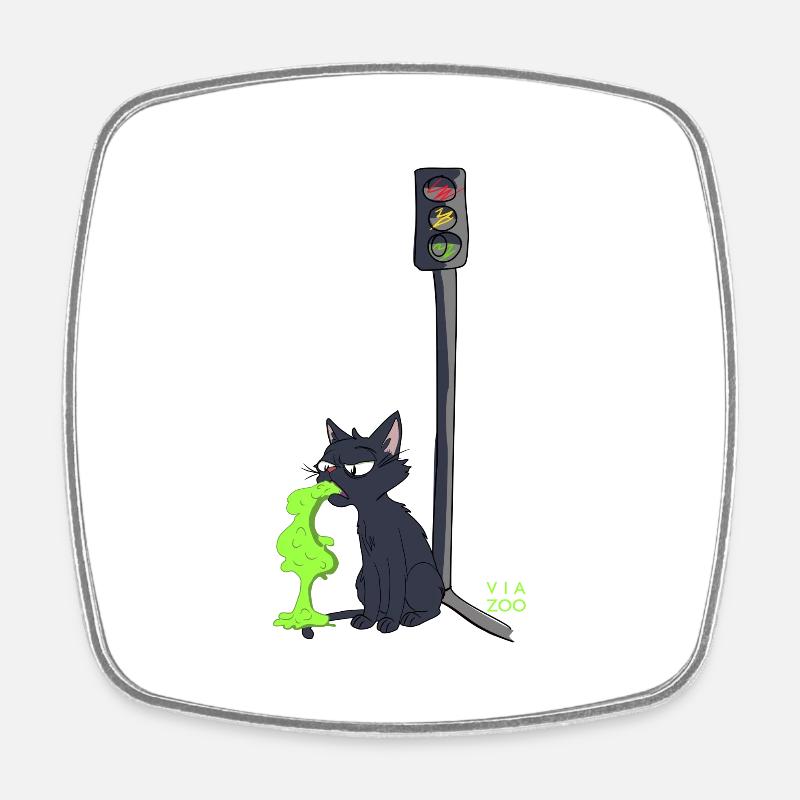 Chat malade Viazoo - Magnet carré - blanc