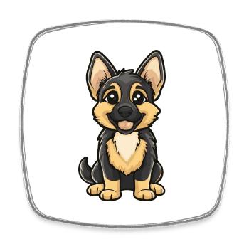 German Shepherd Hund Comic Niedlich - Viereckiger Kühlschrankmagnet - Weiß - Vorne