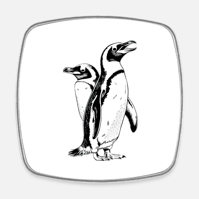 Pinguin - Viereckiger Kühlschrankmagnet - Weiß