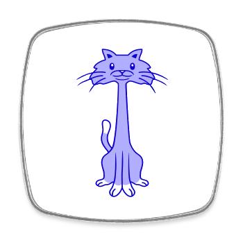 Funny Long Neck Cat Looking Cheerful Smiling - Square fridge magnet - white - Front