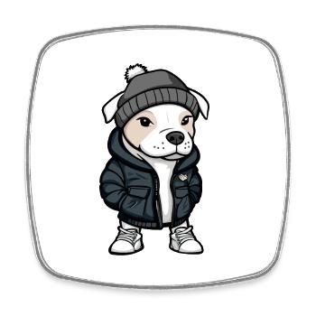 American Staffordshire Terrier Dog Winter - Square fridge magnet - white - Front
