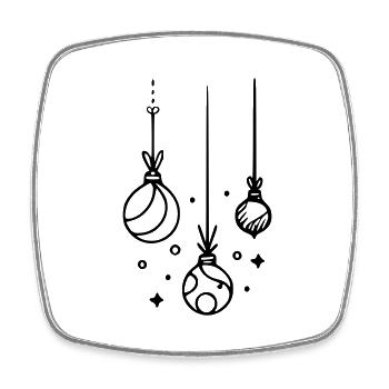 Boules de Noël - Magnet carré - blanc - Devant