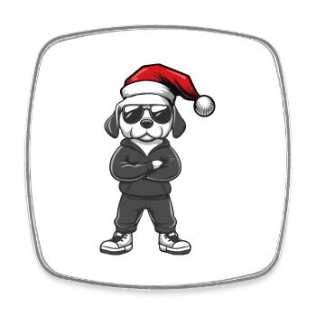 Chien Noël - Magnet carré - blanc - Devant