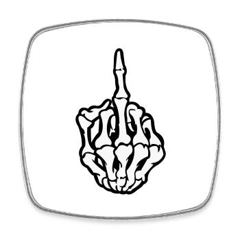 Skull Middle Finger - Square fridge magnet - white - Front