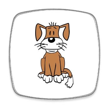 chien assis mignon petit chiot heureux animal de compagnie - Magnet carré - blanc - Devant