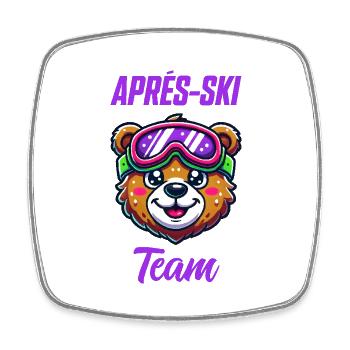 Bear Comic Ski Goggles - Square fridge magnet - white - Front