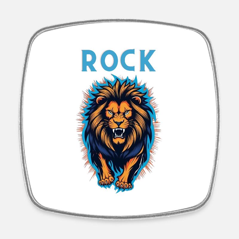 Rock Lion - Square fridge magnet - white
