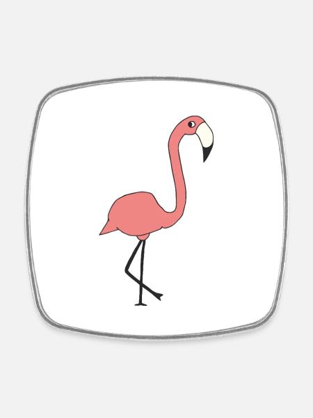 Flamingo - Square fridge magnet - white